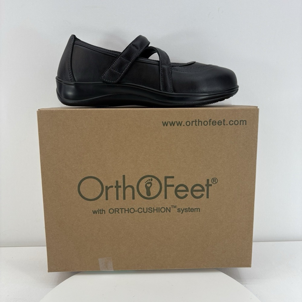NIB Orthofeet‎ Black Celina Mary Jane Orthotic Ergonomic Shoes Women's Size 8D